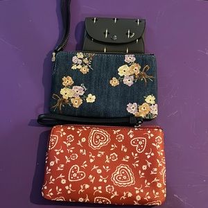 Coach wristlet lot denim, hearts and card case